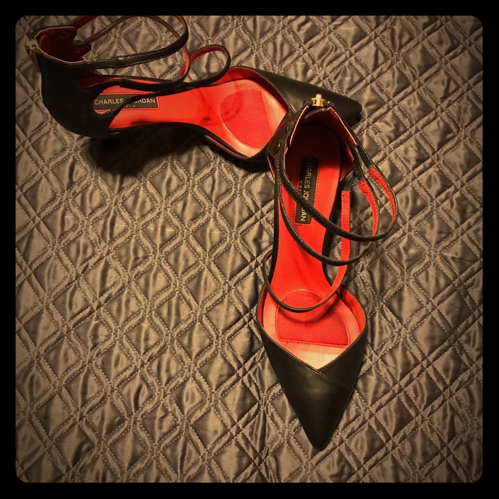 Charles Jourdan Paris black straps heels
